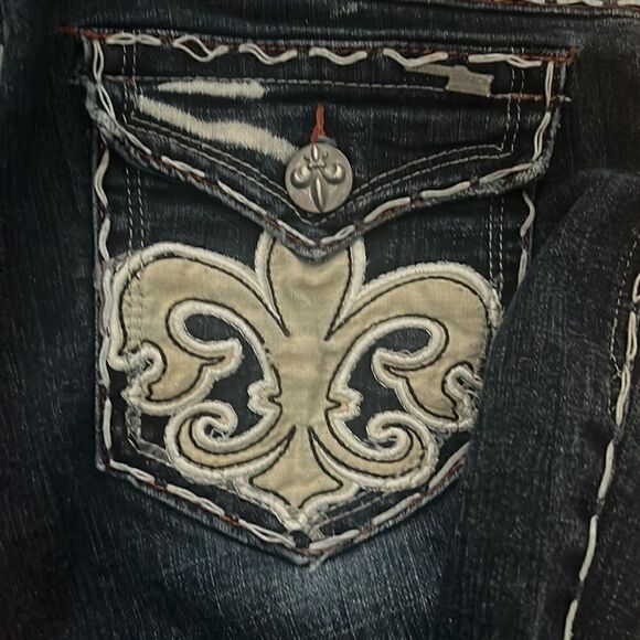 Size 27 Washed Blue Denim Rare Laguna Beach Straight Leg Low Rise Jeans - Picture 4 of 6